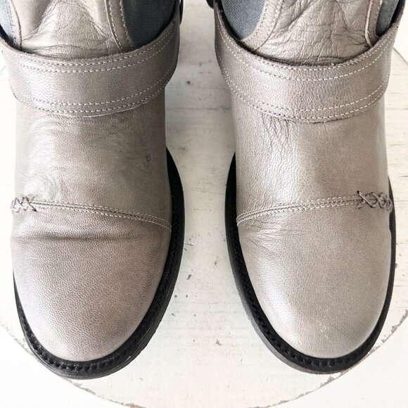 NEW Lane Boots Womens Gray Leather Canvas Mid-Calf Western Moto Style Zip Size 9 - Picture 6 of 12